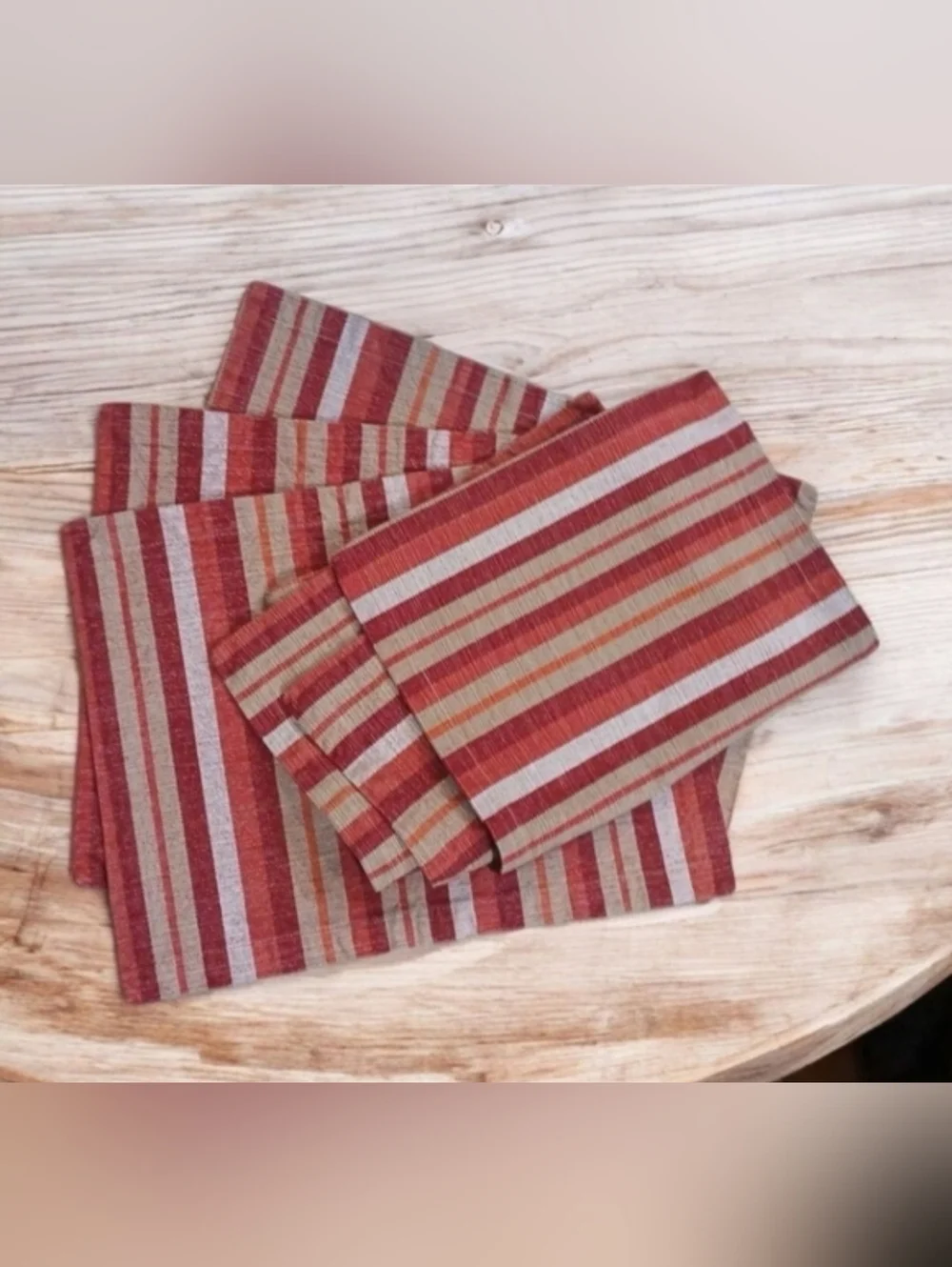 Set Of Six Striped Placemats